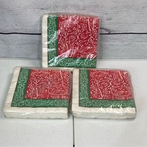 Party House Vintage Christmas Holiday Napkins 3 Packs of 32 2-Ply Napkins Holly